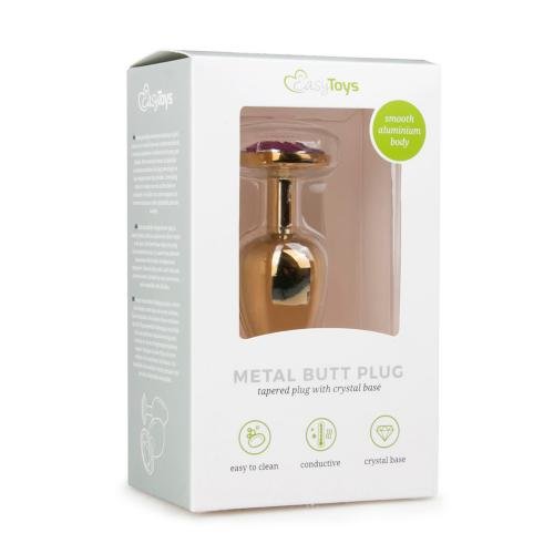 Gold Colored Butt Plug With Round Pink Stone - Image 2