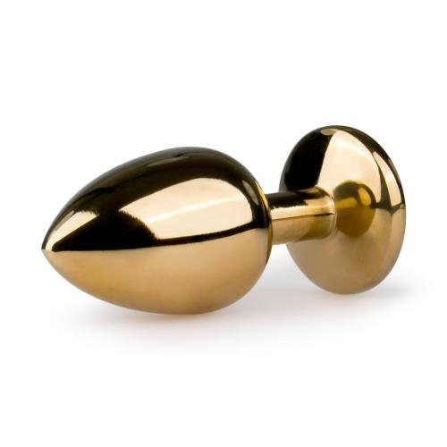 Gold Colored Butt Plug With Round Pink Stone - Image 3