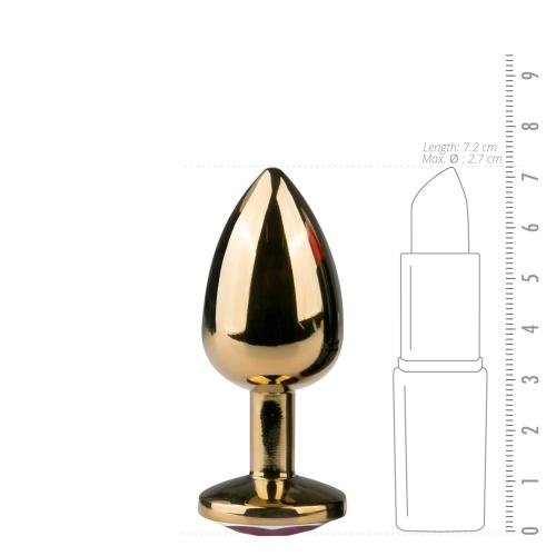 Gold Colored Butt Plug With Round Pink Stone - Image 4