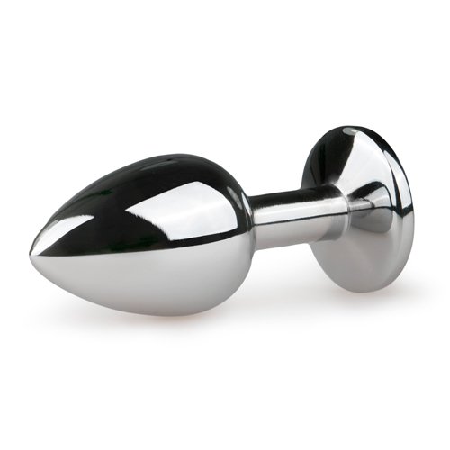 Metal butt plug with pink stone – silver colored - Image 3
